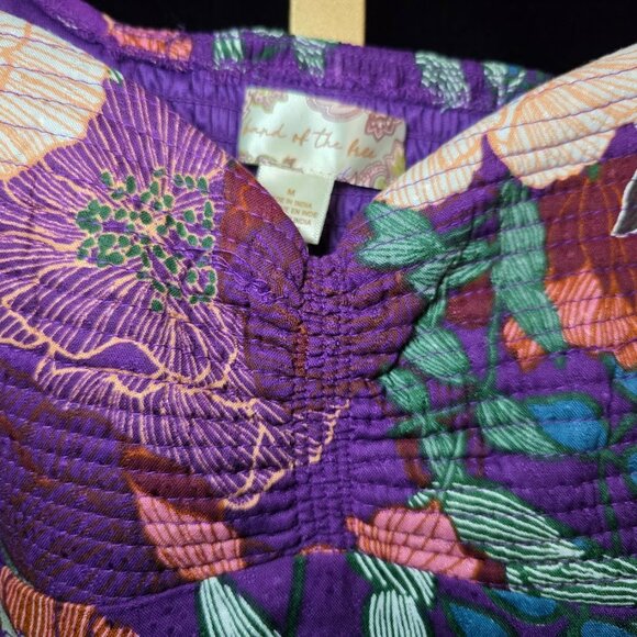 NWT Band Of The Free Aimee Purple Floral Puff Sleeve Mini Dress M & L - Picture 5 of 13